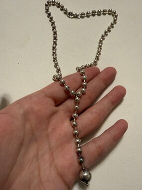 Sterling Silver 925 Bead Necklace 15.5 in chain
